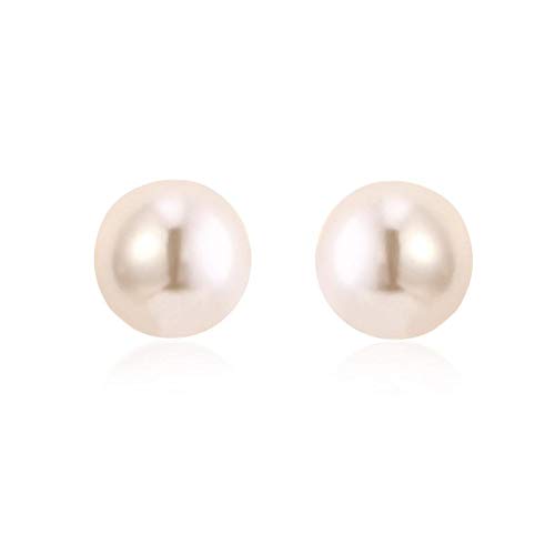 ZMC Women's Rhodium Plated Alloy Imitation Pearls Stud Earrings, Silver/White freeshipping - ZMC STORE