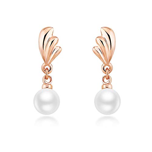 ZMC Women's Rose Gold Plated Alloy Imitation Pearls Drop Earrings, Rose Gold/White freeshipping - ZMC STORE