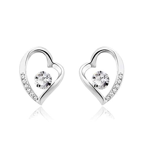 ZMC Women's Rhodium Plated Swarovski and Austrian Crystals Stud Earrings, Silver/ freeshipping - ZMC STORE