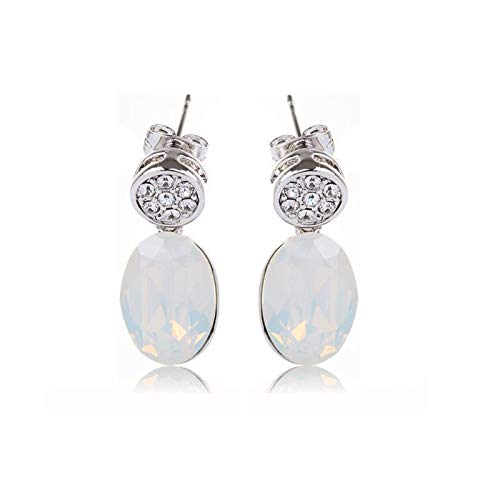 ZMC Women's Rhodium Plated Swarovski and Austrian Crystals Drop Earrings, Silver/Snow freeshipping - ZMC STORE