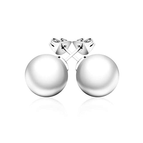 ZMC Women's Rhodium Plated Imitation Pearls Stud Earrings, White freeshipping - ZMC STORE