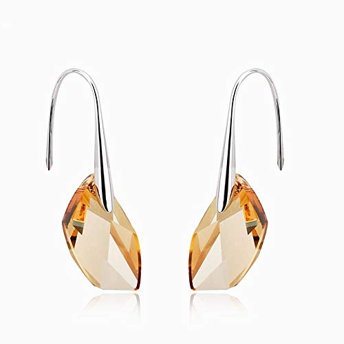 ZMC Women's Rhodium Plated Swarovski Crystals Dangle Earrings, Silver/Champagne freeshipping - ZMC STORE