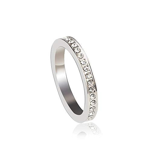 ZMC Women's Rhodium Plated Austrian Crystals Band Ring - M freeshipping - ZMC STORE