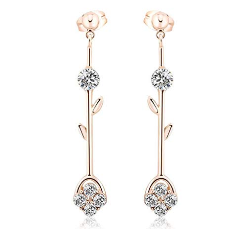 ZMC Women's Rose Gold Plated Alloy Swarovski and Austrian Crystals Dangle Earrings, Rose Gold/White freeshipping - ZMC STORE
