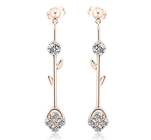 ZMC Women's Rose Gold Plated Alloy Swarovski and Austrian Crystals Dangle Earrings, Rose Gold/White freeshipping - ZMC STORE