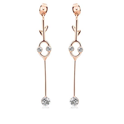 ZMC Women's Rose Gold Plated Alloy Swarovski and Austrian Crystals Dangle Earrings, Rose Gold/White freeshipping - ZMC STORE