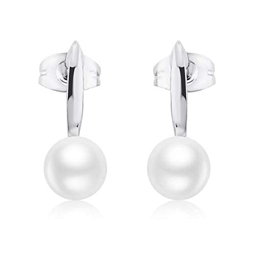 ZMC Women's Rhodium Plated Alloy Imitation Pearls Drop Earrings, Silver/White freeshipping - ZMC STORE