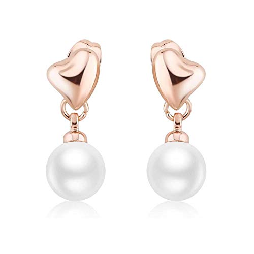 ZMC Women's Rose Gold Plated Imitation Pearls Drop Earrings, Rose Gold/White - ZMC STORE