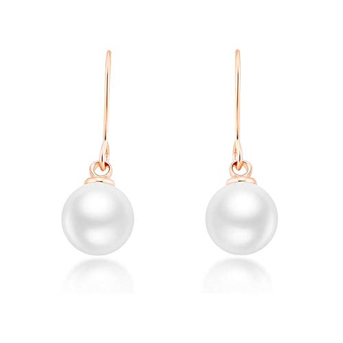 ZMC Women's Rose Gold Plated Alloy Imitation Pearls Dangle Earrings, Rose Gold/White freeshipping - ZMC STORE
