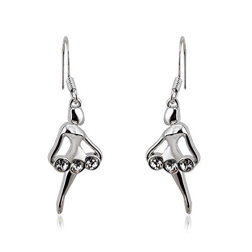 ZMC Women's Rhodium Plated Alloy Swarovski and Austrian Crystals Dangle Earrings, Silver/White freeshipping - ZMC STORE