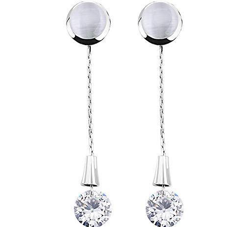 ZMC Women's Rhodium Plated Alloy Austrian Crystals and Imitation Pearls Drop Earrings, Silver/White freeshipping - ZMC STORE