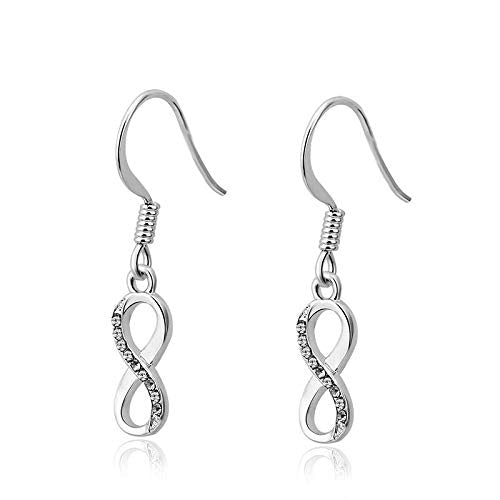ZMC Women's Rhodium Plated Alloy Austrian Crystals Dangle Earrings, Silver/White freeshipping - ZMC STORE
