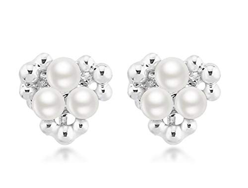 ZMC Women's Rhodium Plated Alloy Imitation Pearls Stud Earrings, Silver/White freeshipping - ZMC STORE