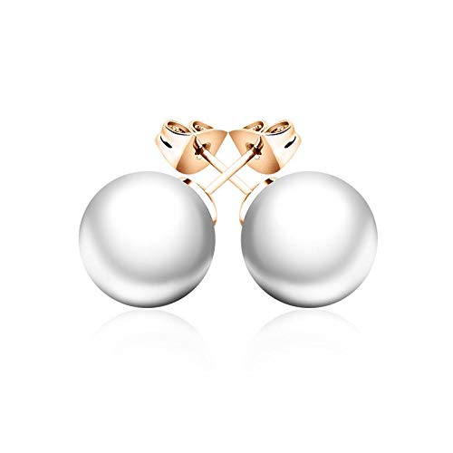 ZMC Women's Rhodium Plated Imitation Pearls Stud Earrings, White freeshipping - ZMC STORE