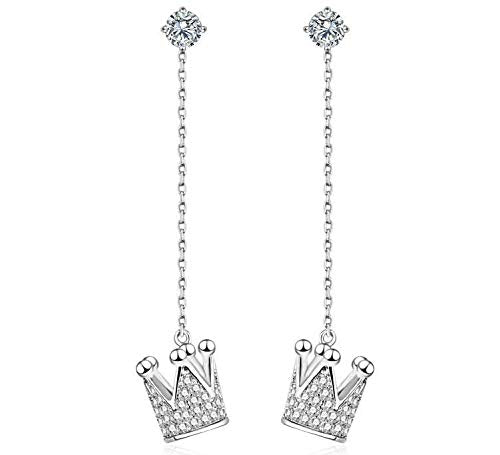 ZMC Women's Rhodium Plated Alloy Austrian Crystals Dangle Earrings, Silver/White freeshipping - ZMC STORE