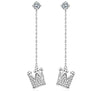 ZMC Women's Rhodium Plated Alloy Austrian Crystals Dangle Earrings, Silver/White freeshipping - ZMC STORE