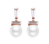 ZMC Women's Rose Gold Plated Alloy Austrian Crystals and Imitation Pearls Dangle Earrings, Rose Gold/White freeshipping - ZMC STORE