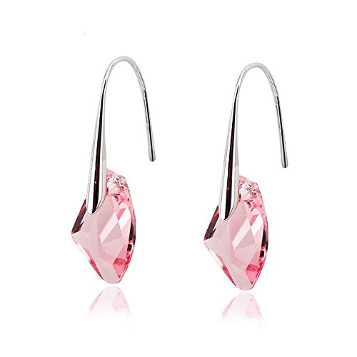 ZMC Women's Rhodium Plated Swarovski Crystals Dangle Earrings, Silver/Light Rose freeshipping - ZMC STORE