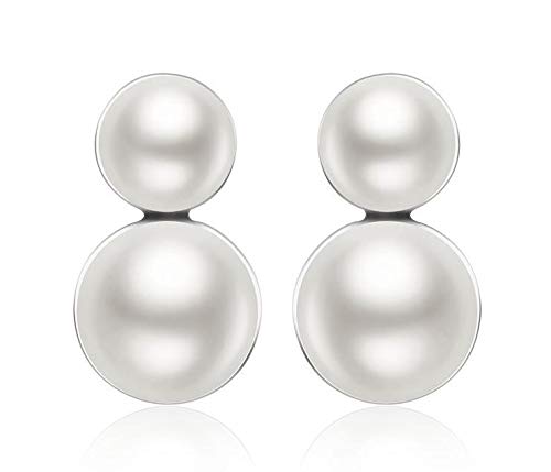 ZMC Women's Rhodium Plated Alloy Imitation Pearls Stud Earrings, Silver/White freeshipping - ZMC STORE