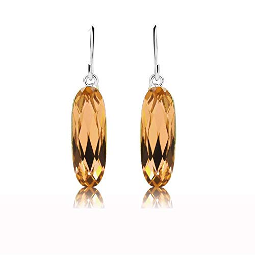 ZMC Women's Rose Gold Plated Alloy Swarovski Crystals Dangle Earrings, Rose Gold/Yellow - ZMC STORE