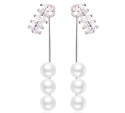 ZMC Women's Rose Gold Plated Alloy Austrian Crystals and Imitation Pearls Dangle Earrings, Rose Gold/White freeshipping - ZMC STORE