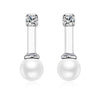 ZMC Women's Rhodium Plated Alloy Austrian Crystals and Imitation Pearls Drop Earrings, Silver/White freeshipping - ZMC STORE