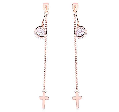 ZMC Women's Rose Gold Plated Alloy Austrian Crystals Dangle Earrings, Rose Gold/White freeshipping - ZMC STORE