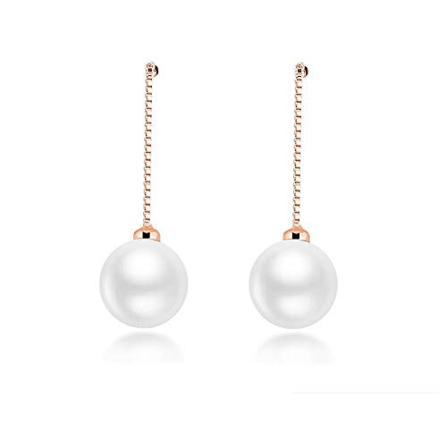 ZMC Women's Rose Gold Plated Alloy Imitation Pearls Dangle Earrings, Rose Gold/White freeshipping - ZMC STORE