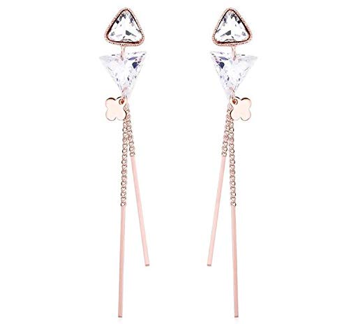 ZMC Women's Rose Gold Plated Alloy Austrian Crystals Dangle Earrings, Rose Gold/White freeshipping - ZMC STORE