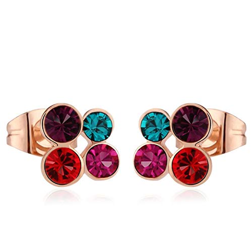 ZMC Women's Rose Gold Plated Alloy Swarovski Crystals Stud Earrings, Multi Color - ZMC STORE