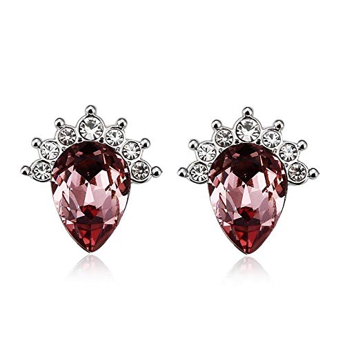 ZMC Women's Rhodium Plated Alloy Swarovski and Austrian Crystals Stud Earrings, Silver/Light Purple freeshipping - ZMC STORE