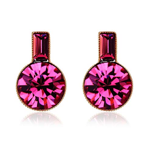 ZMC Women's Rhodium Plated Swarovski Crystals Stud Earrings, Silver/Hot freeshipping - ZMC STORE