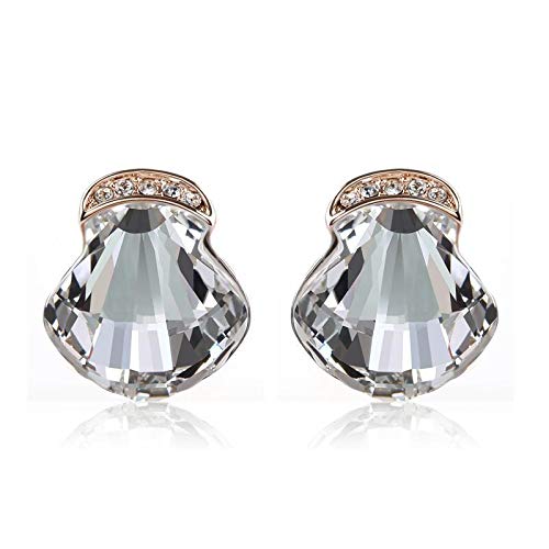 ZMC Women's Rose Gold Plated Alloy Swarovski and Austrian Crystals Stud Earrings, Rose Gold/White - ZMC STORE