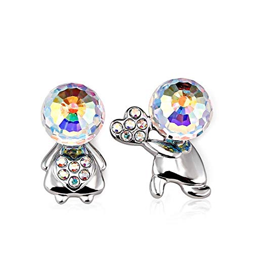 ZMC Women's Rhodium Plated Alloy Swarovski Crystals and Austrian Crystals Stud Earrings, Multi Color freeshipping - ZMC STORE