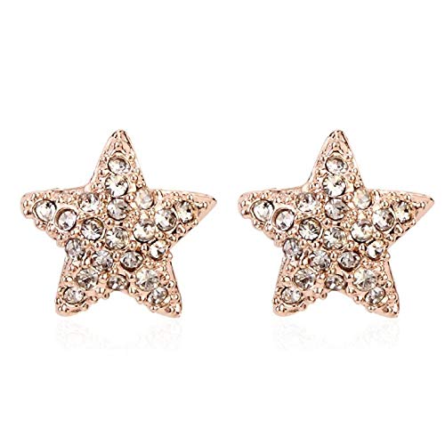 ZMC Women's Rose Gold Plated Austrian Crystals Stud Earrings, Rose Gold/White - ZMC STORE