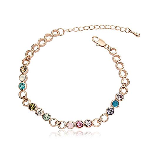 ZMC Rose Gold Plated Alloy Swarovski Crystals Chain Bracelet for Women - ZMC STORE