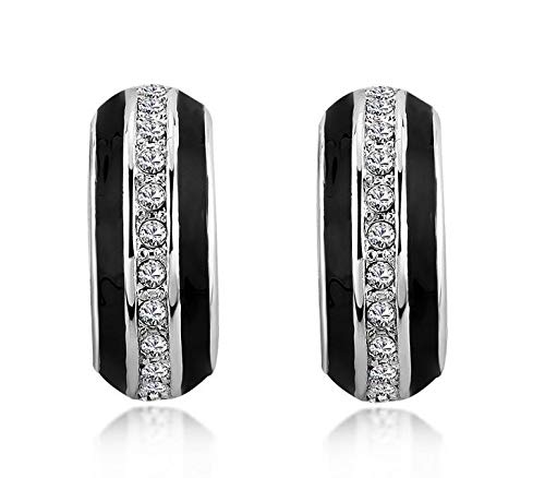 ZMC Women's Rhodium Plated Alloy Austrian Crystals Stud Earrings, Silver/White freeshipping - ZMC STORE