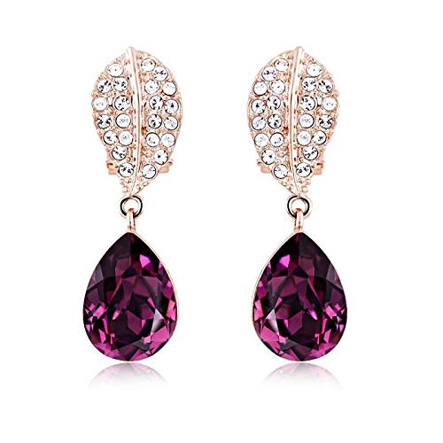 ZMC Women's Rose Gold Plated Swarovski and Austrian Crystals Drop Earrings, Rose Gold/ - ZMC STORE