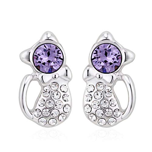 ZMC Women's Rhodium Plated Swarovski and Austrian Crystals Stud Earrings, Silver/ freeshipping - ZMC STORE