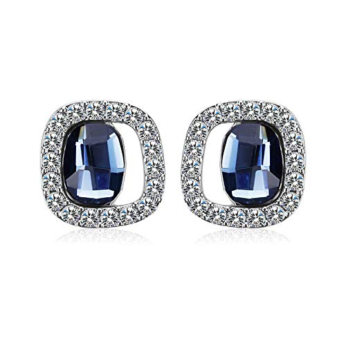 ZMC Women's Rhodium Plated Austrian Crystals and Swarovski Crystals Stud Earrings, Silver/Black freeshipping - ZMC STORE