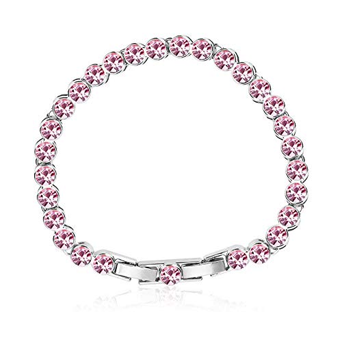 ZMC Rhodium Plated Swarovski Crystals Chain Bracelet for Women - ZMC STORE