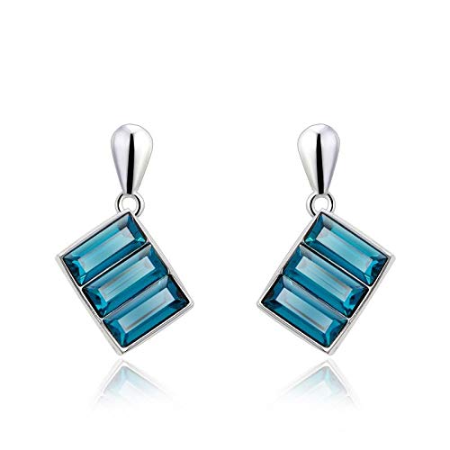 ZMC Women's Rhodium Plated Swarovski Crystals Stud Earrings, Silver/Colorful freeshipping - ZMC STORE