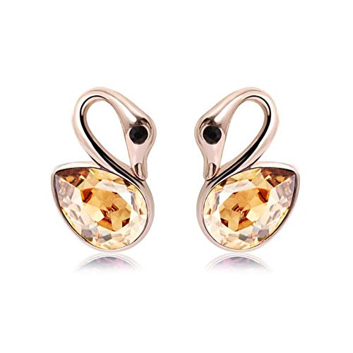 ZMC Women's Rose Gold Plated Alloy Swarovski and Austrian Crystals Stud Earrings, Rose Gold/Champagne - ZMC STORE