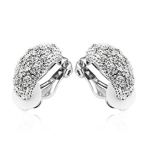 ZMC Women's Rhodium Plated Alloy Austrian Crystals Stud Earrings, Silver/White freeshipping - ZMC STORE