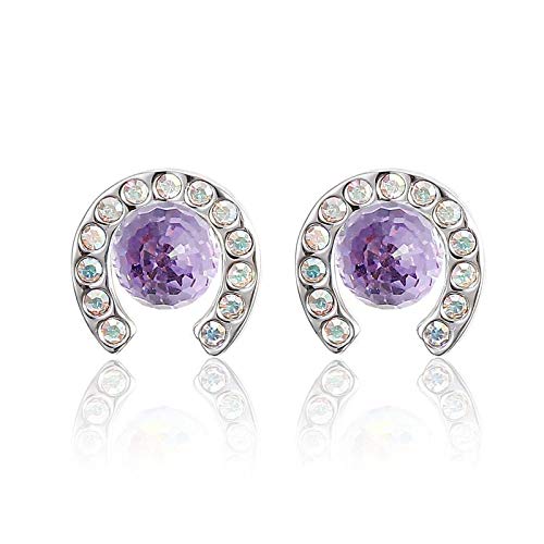 ZMC Women's Rhodium Plated Alloy Swarovski and Austrian Crystals Stud Earrings, Silver/Violet freeshipping - ZMC STORE