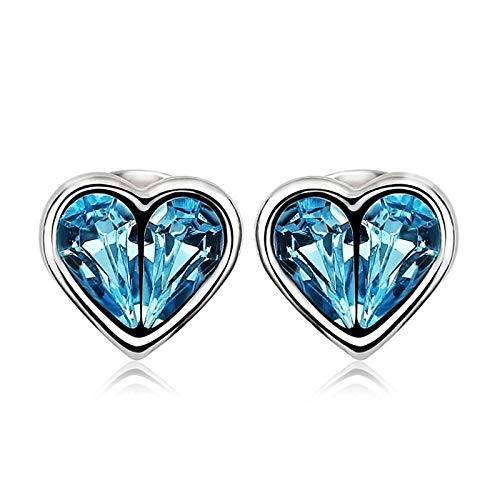 ZMC Women's Rhodium Plated Swarovski Crystals Stud Earrings, Silver/Purplish Red freeshipping - ZMC STORE