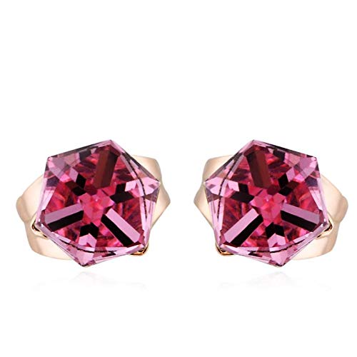 ZMC Women's Rose Gold Plated Alloy Swarovski Crystals Stud Earrings, Rose Gold/Light Rose - ZMC STORE