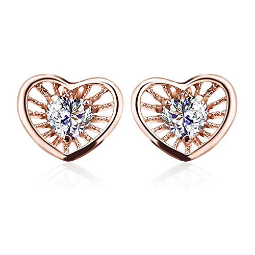ZMC Women's Rose Gold Plated Swarovski Crystals Stud Earrings, Rose Gold/White - ZMC STORE