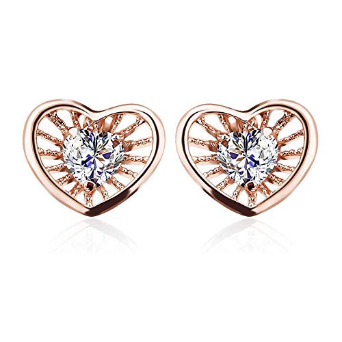 ZMC Women's Rose Gold Plated Swarovski Crystals Stud Earrings, Rose Gold/White - ZMC STORE