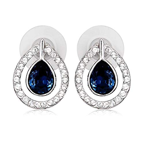 ZMC Women's Rhodium Plated Swarovski and Austrian Crystals Stud Earrings, Silver/ freeshipping - ZMC STORE